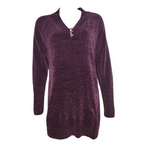 Soft Surroundings Sweater Womens Size M Medium Solid Purple Chenille Cozy Soft